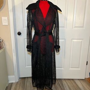 Samuel Dong Sheer Black Trench Coat